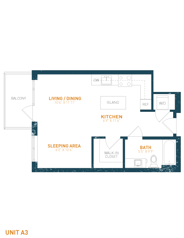 View Brookland Press's Forge 925-B605 Studio Apartment Floor Plan in DC